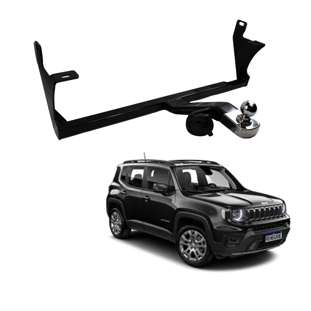 ENGATE JEEP RENEGADE FIXO VOLPATO + BOLA CROMADA+TOMADA PRETA+CAPA INOX
